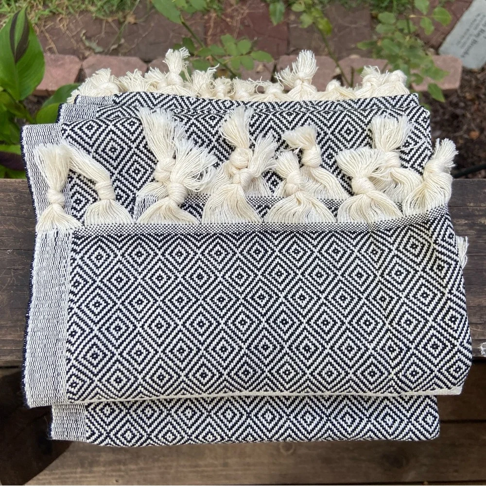 2 Turkish Organic Cotton Dish Towels or Bathroom Hand Towels Soft Absorbent NWOT
